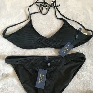New Ralph Lauren black bikini Crotched Halter